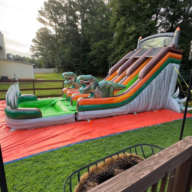 T-Rex Jurassic Dinosaur Double Lane Water Slide