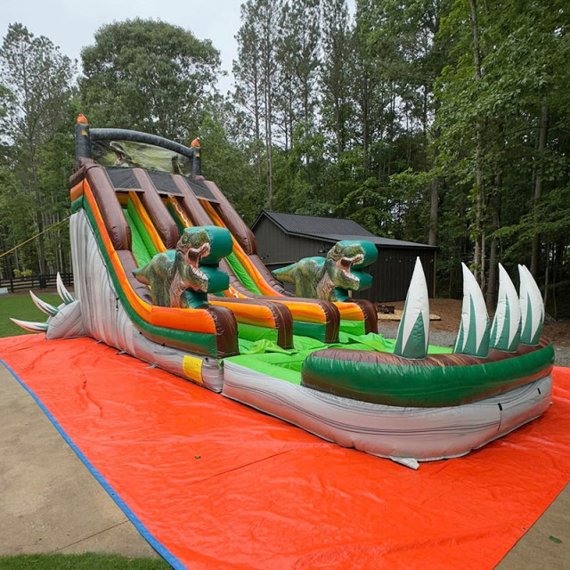 T-Rex Jurassic Dinosaur Double Lane Water Slide