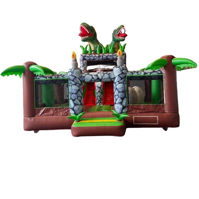 Dual T-Rex Dinosaur Inflatable Bounce Park with Slide