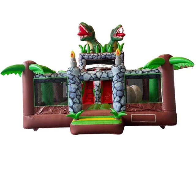 Dual T-Rex Dinosaur Inflatable Bounce Park with Slide