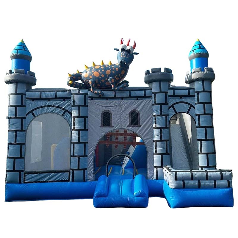 Medieval Dragon Castle Themed Bounce House with Slide