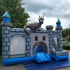 Medieval Dragon Castle Themed Bounce House with Slide