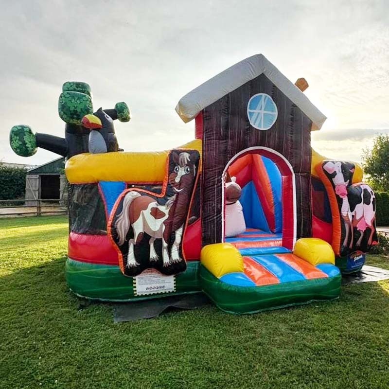 Farm Animal Themed Toddler Bounce House with Slide