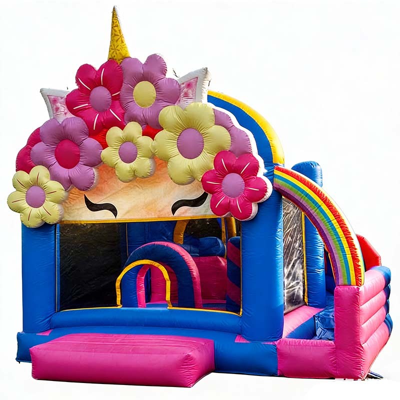 Rainbow Unicorn Flower Bounce House Combo
