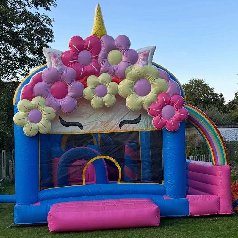 Rainbow Unicorn Flower Bounce House Combo