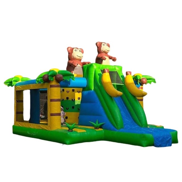 Monkey Jungle Themed Large Bounce House with Slide
