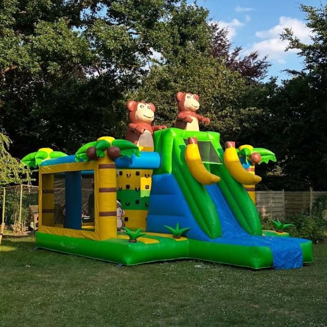 Monkey Jungle Themed Large Bounce House with Slide