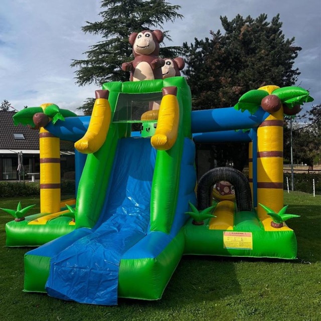Monkey Jungle Themed Large Bounce House with Slide