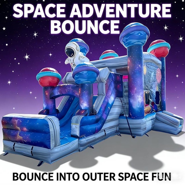 Outer Space Themed Bounce House with Slide