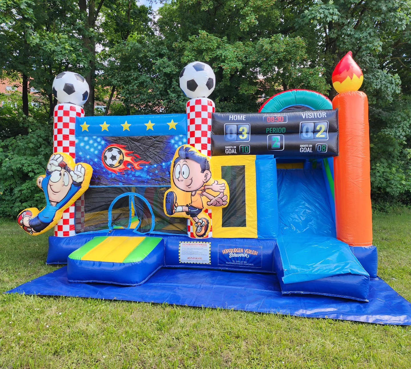 Soccer Themed Bouncy Castle with Slide