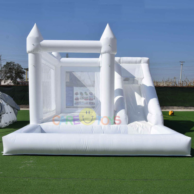 Custom Large White Castle With Ball Pool