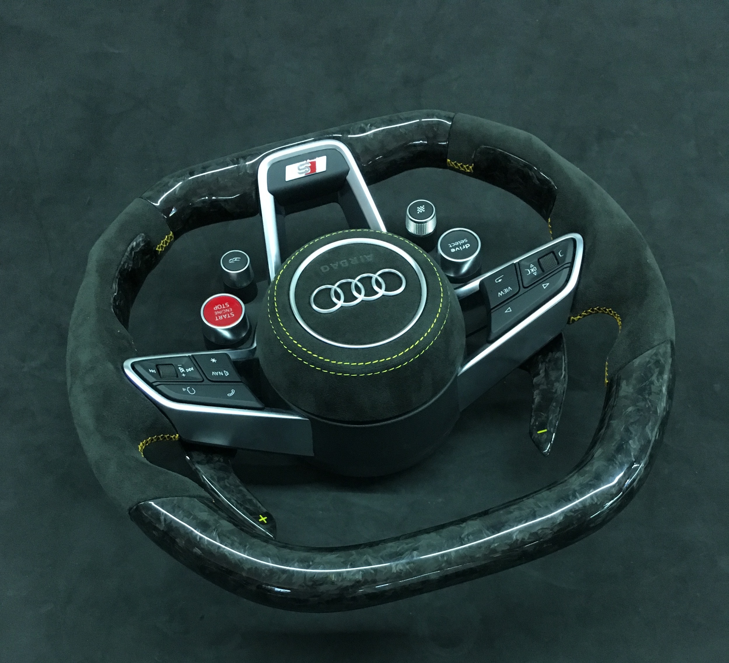 Audi Sport Steering Wheel | Carbon Fiber with Alcantara & Integrated Controls,OUE CARBON FIBER,Audi Sport Steering Wheel | Carbon Fiber & Alcantara