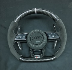 Audi S Line Performance Steering Wheel | Carbon Fiber & Alcantara with Red S Badge,OUE CARBON FIBER,Audi S Line Performance Steering Wheel