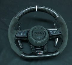 Audi S Line Performance Steering Wheel | Carbon Fiber & Alcantara with Red S Badge,OUE CARBON FIBER,Audi S Line Performance Steering Wheel