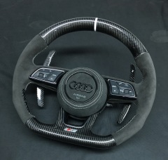 Audi S Line Performance Steering Wheel | Carbon Fiber & Alcantara with Red S Badge,OUE CARBON FIBER,Audi S Line Performance Steering Wheel