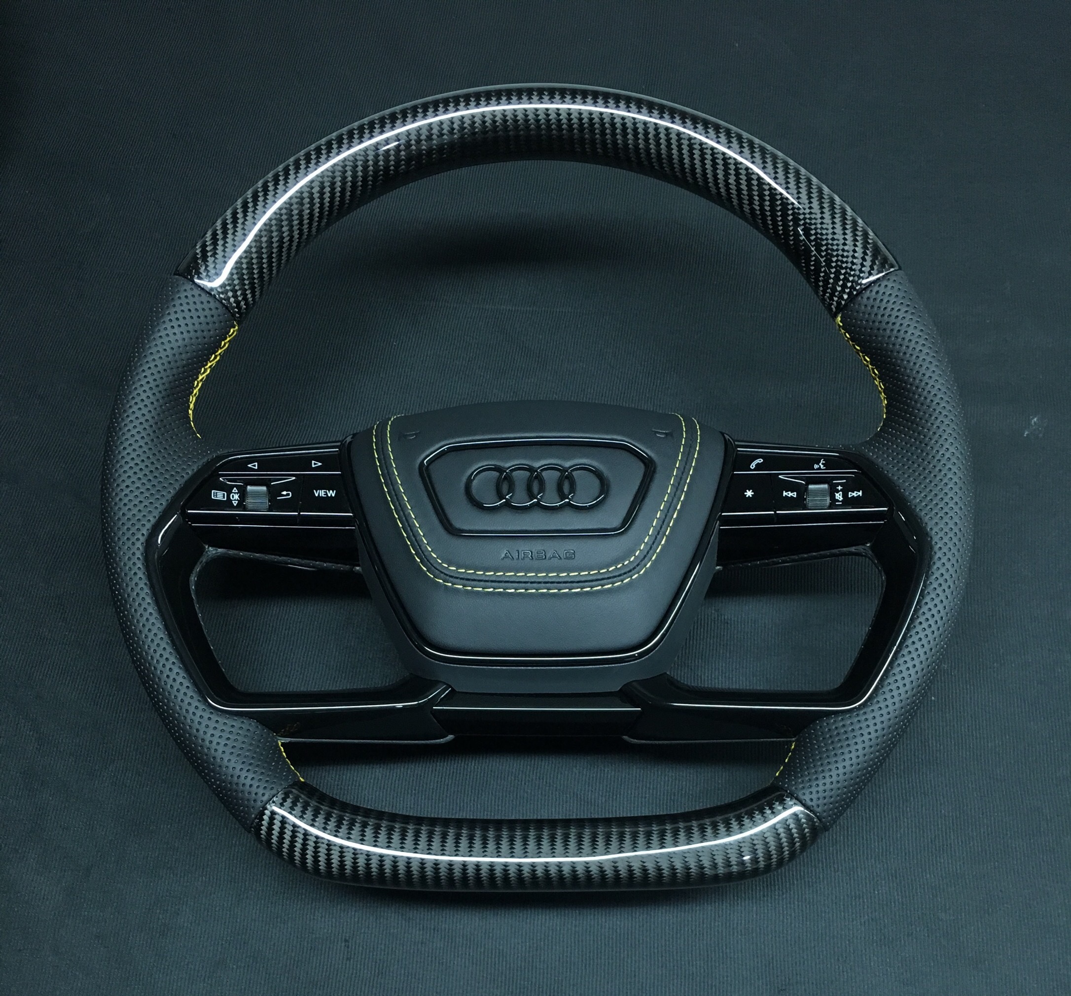 Original Audi Sport Steering Wheel (Part No.: AIOPS301HUS-2) | 2015 Model Carbon Fiber & Leather,OUE CARBON FIBER,Original Audi Sport Steering Whee
