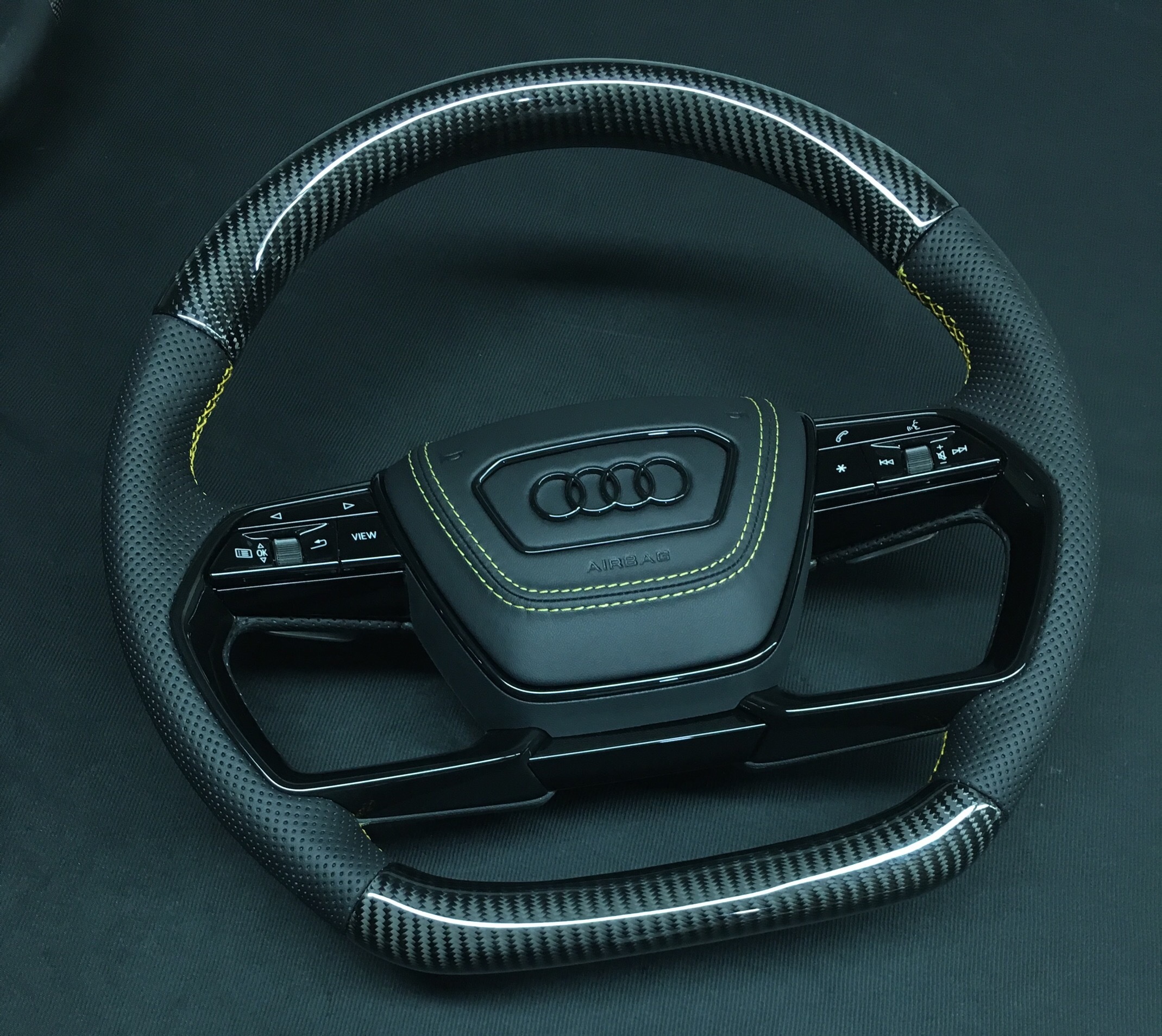 Original Audi Sport Steering Wheel (Part No.: AIOPS301HUS-2) | 2015 Model Carbon Fiber & Leather,OUE CARBON FIBER,Original Audi Sport Steering Whee