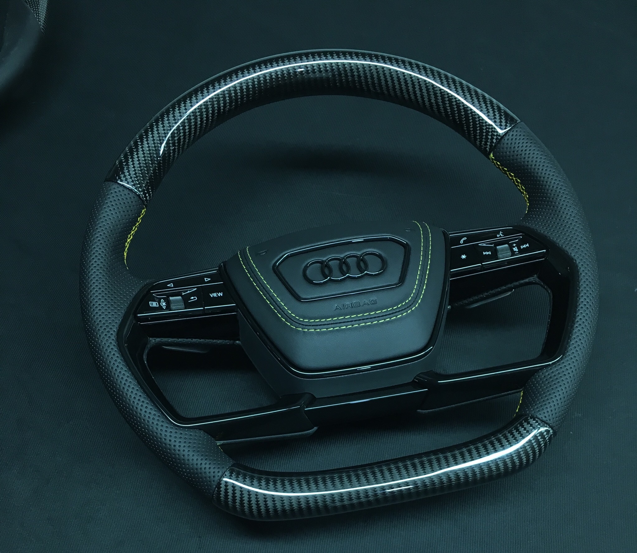 Original Audi Sport Steering Wheel (Part No.: AIOPS301HUS-2) | 2015 Model Carbon Fiber & Leather,OUE CARBON FIBER,Original Audi Sport Steering Whee