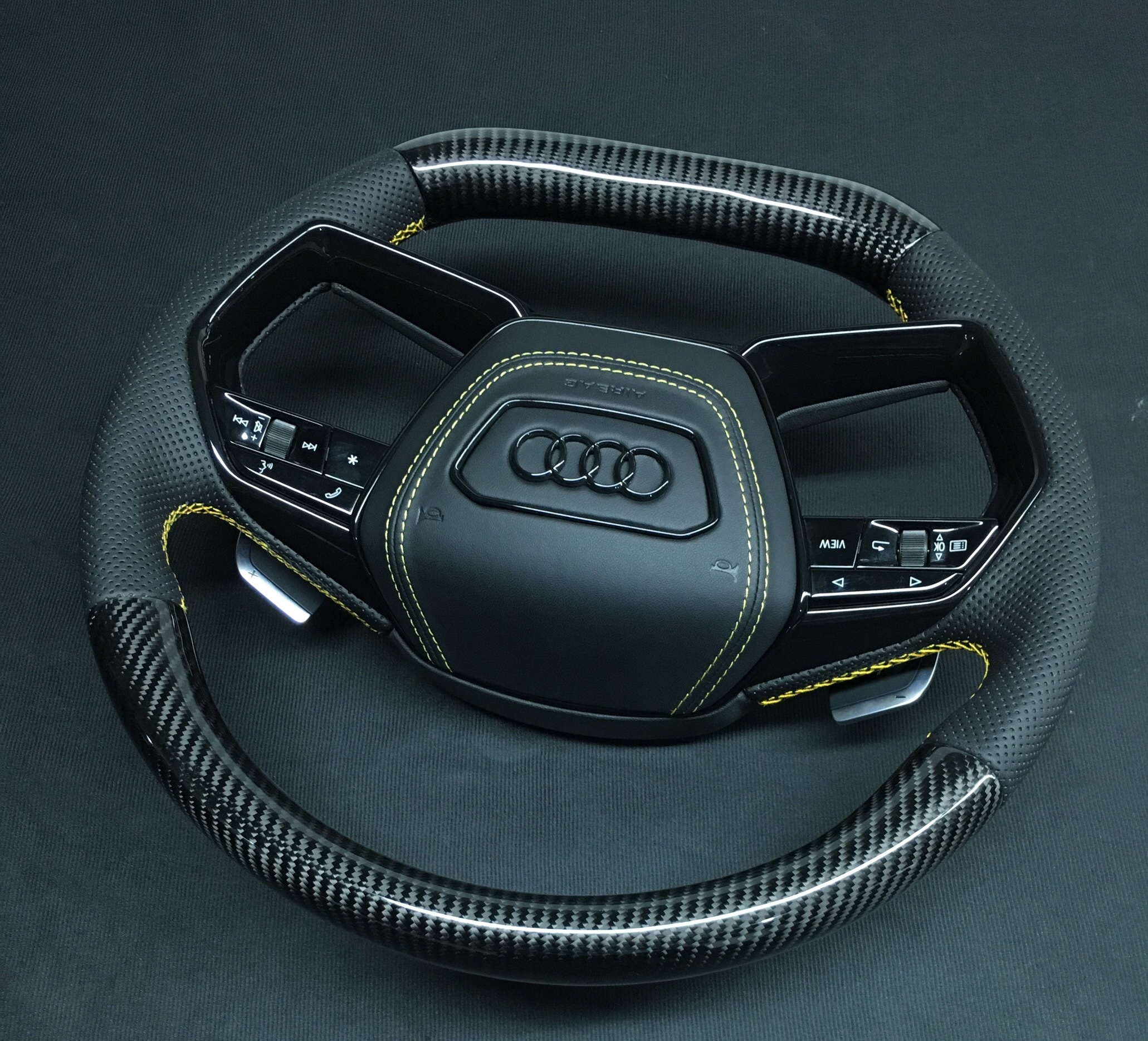 Original Audi Sport Steering Wheel (Part No.: AIOPS301HUS-2) | 2015 Model Carbon Fiber & Leather,OUE CARBON FIBER,Original Audi Sport Steering Whee