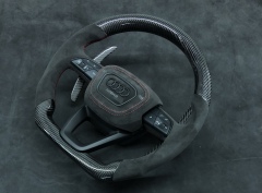 Audi Sport Steering Wheel | Carbon Fiber & Alcantara with Red Stitching,OUE CARBON FIBER,Audi Sport Steering Wheel