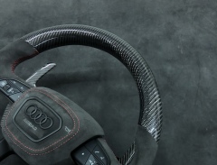Audi Sport Steering Wheel | Carbon Fiber & Alcantara with Red Stitching,OUE CARBON FIBER,Audi Sport Steering Wheel