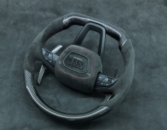 Audi Sport Steering Wheel | Carbon Fiber & Alcantara with Red Stitching,OUE CARBON FIBER,Audi Sport Steering Wheel