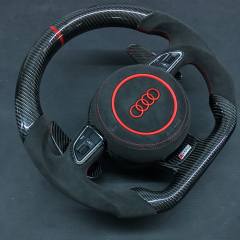 Audi Sport Steering Wheel | Carbon Fiber with Alcantara & Red Stitching,OUE CARBON FIBER,Audi Sport Steering Wheel