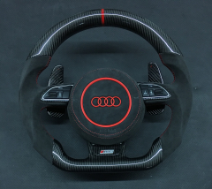 Audi Sport Steering Wheel | Carbon Fiber with Alcantara & Red Stitching,OUE CARBON FIBER,Audi Sport Steering Wheel