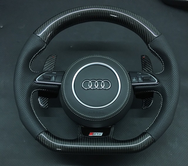 Audi S5 Sport Steering Wheel | Carbon Fiber & Perforated Leather,OUE CARBON FIBER,Audi S5 Sport Steering Wheel | Carbon Fiber & Perforated Leather