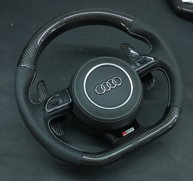 Audi S5 Sport Steering Wheel | Carbon Fiber & Perforated Leather,OUE CARBON FIBER,Audi S5 Sport Steering Wheel | Carbon Fiber & Perforated Leather