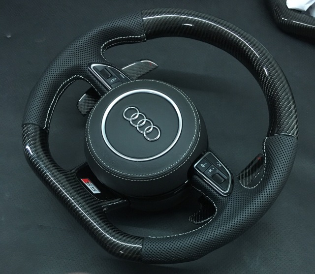 Audi S5 Sport Steering Wheel | Carbon Fiber & Perforated Leather,OUE CARBON FIBER,Audi S5 Sport Steering Wheel | Carbon Fiber & Perforated Leather