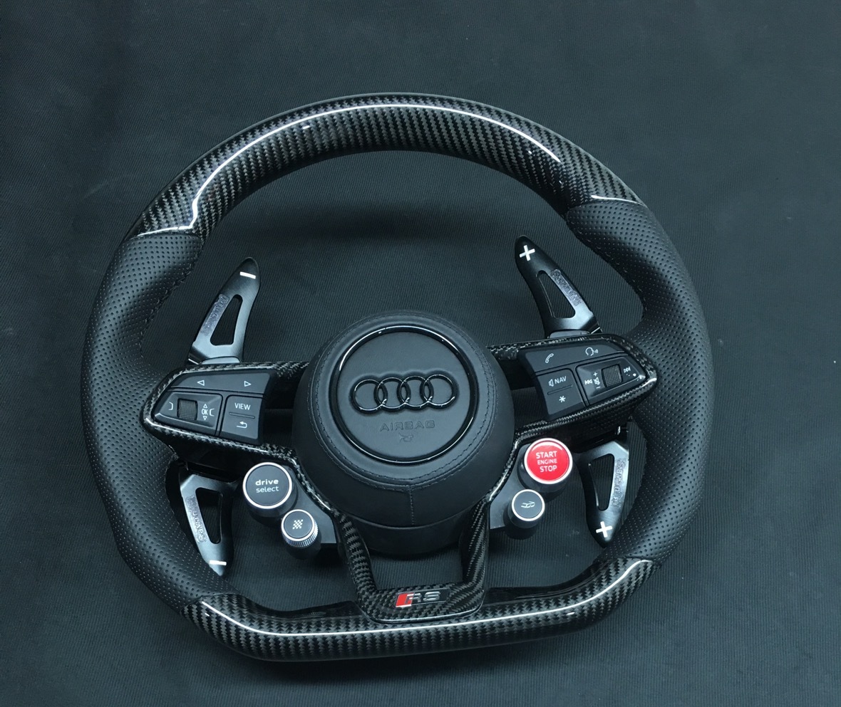 Audi Sport Steering Wheel (2019) | Carbon Fiber & Leather with Start/Stop Button,OUE CARBON FIBER,Audi Sport Steering Wheel (2019)