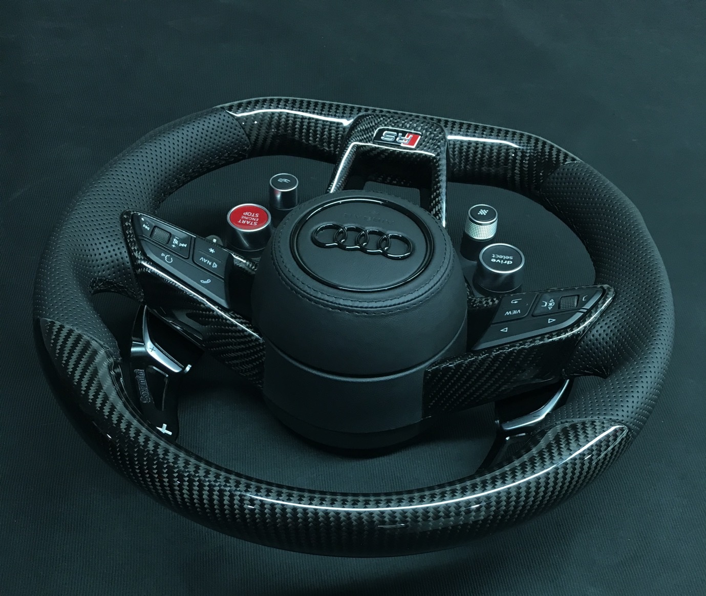 Audi Sport Steering Wheel (2019) | Carbon Fiber & Leather with Start/Stop Button,OUE CARBON FIBER,Audi Sport Steering Wheel (2019)
