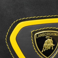Lamborghini Sport Steering Wheel | Black Leather with Yellow Stitching & Carbon Fiber Paddles,OUE CARBON FIBER,Lamborghini Sport Steering Wheel