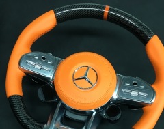 Mercedes-AMG Performance Steering Wheel (2015) | Carbon Fiber & Orange Leather | P/N Ref: MIG 7025 AIS,OUE CARBON FIBER,Mercedes-AMG Performance Steering Wheel (2015)