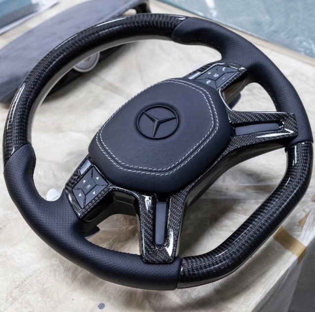 Mercedes-AMG Sport Steering Wheel | Perforated Leather & Carbon Fiber,OUE CARBON FIBER,Mercedes-AMG Sport Steering Wheel | Perforated Leather & Carbon Fiber