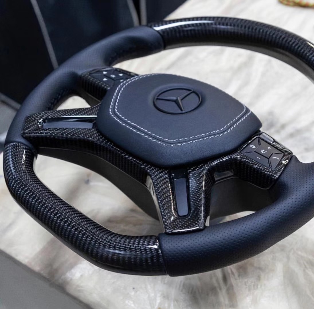 Mercedes-AMG Sport Steering Wheel | Perforated Leather & Carbon Fiber,OUE CARBON FIBER,Mercedes-AMG Sport Steering Wheel | Perforated Leather & Carbon Fiber