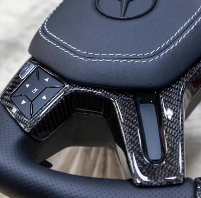 Mercedes-AMG Sport Steering Wheel | Perforated Leather & Carbon Fiber,OUE CARBON FIBER,Mercedes-AMG Sport Steering Wheel | Perforated Leather & Carbon Fiber