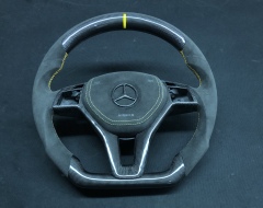 Mercedes-Benz Sport Steering Wheel | Carbon Fiber & Alcantara with Yellow Accents,OUE CARBON FIBER,Mercedes-Benz Sport Steering Wheel