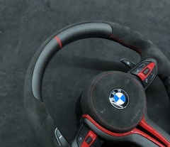 BMW M Performance Steering Wheel | Carbon Fiber & Perforated Leather with Red Stitching | INTEGO Edition,OUE CARBON FIBER,BMW M Performance Steering Wheel
