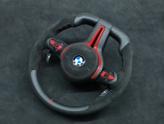 BMW M Performance Steering Wheel | Carbon Fiber & Perforated Leather with Red Stitching | INTEGO Edition,OUE CARBON FIBER,BMW M Performance Steering Wheel