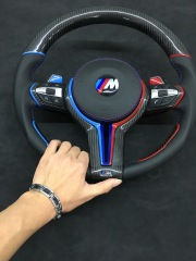 BMW M Sport Steering Wheel | Carbon Fiber with Blue & Red Stitching,OUE CARBON FIBER,BMW M Sport Steering Wheel | Carbon Fiber with Blue & Red Stitching