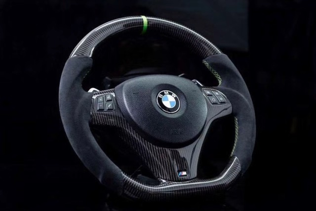 BMW M Performance Steering Wheel | Carbon Fiber with Green Stripe & Alcantara,OUE CARBON FIBER,BMW M Performance Steering Wheel