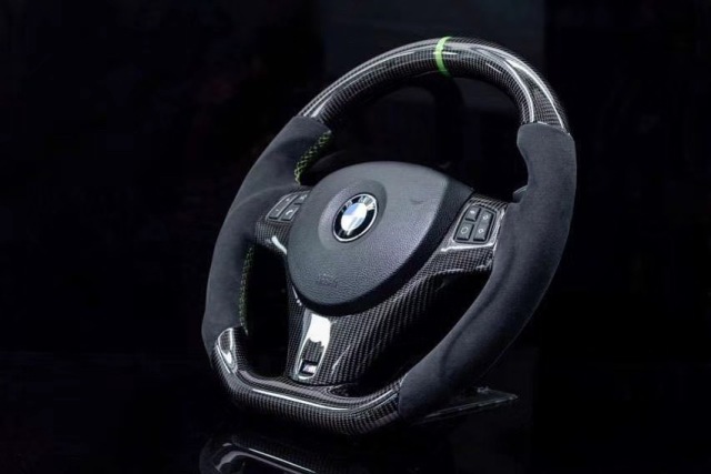 BMW M Performance Steering Wheel | Carbon Fiber with Green Stripe & Alcantara,OUE CARBON FIBER,BMW M Performance Steering Wheel