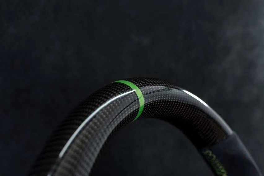BMW M Performance Steering Wheel | Carbon Fiber with Green Stripe & Alcantara,OUE CARBON FIBER,BMW M Performance Steering Wheel