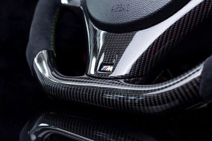 BMW M Performance Steering Wheel | Carbon Fiber with Green Stripe & Alcantara,OUE CARBON FIBER,BMW M Performance Steering Wheel