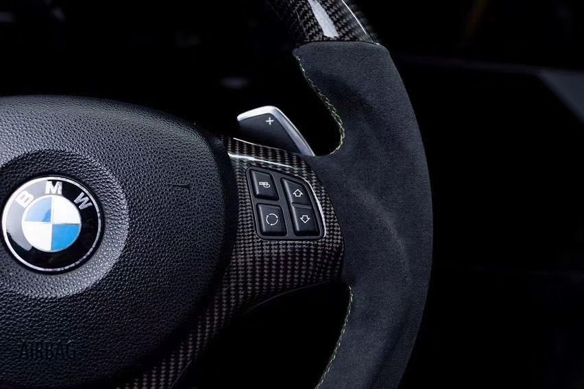 BMW M Performance Steering Wheel | Carbon Fiber with Green Stripe & Alcantara,OUE CARBON FIBER,BMW M Performance Steering Wheel