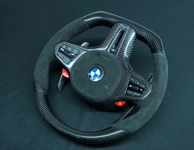 BMW M Performance Steering Wheel | Gloss Carbon Fiber & Alcantara with Color Accents,OUE CARBON FIBER,BMW M Performance Steering Wheel