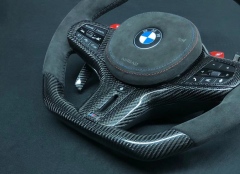 BMW M Performance Steering Wheel | Gloss Carbon Fiber & Alcantara with Color Accents,OUE CARBON FIBER,BMW M Performance Steering Wheel