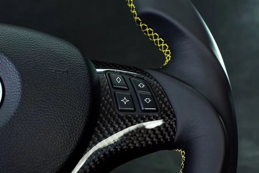BMW M Sport Steering Wheel | Carbon Fiber & Leather with Yellow Stitching,OUE CARBON FIBER,BMW M Sport Steering Wheel